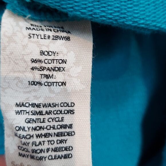 Soft Surroundings Turquoise Drawstring Sweatshirt Sz L - Picture 7 of 7